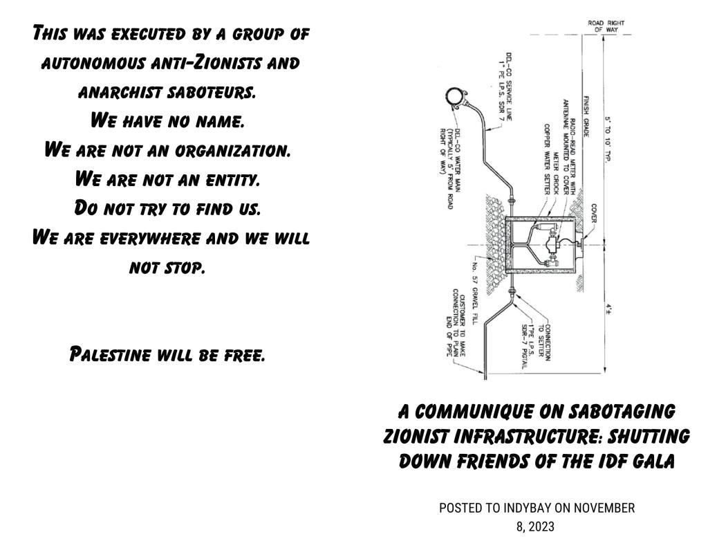 Cover of A Communique on Sabotaging Zionist Infrastructure