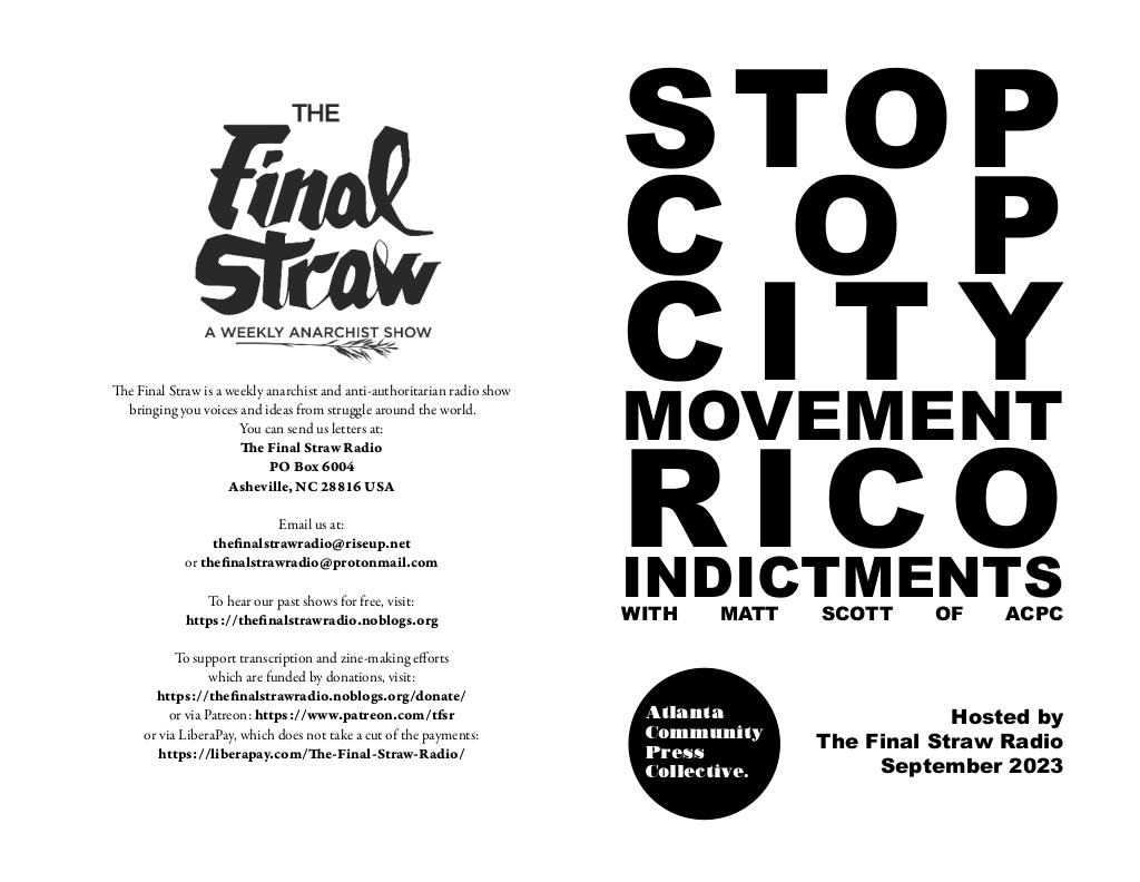 Cover of Stop Cop City RICO Indictments