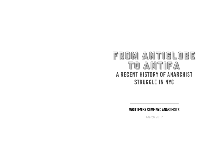 Cover: From Antiglobe to Antifa: A Recent History of Anarchist Struggle in NYC