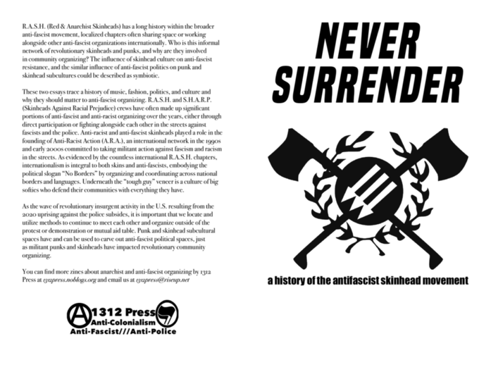 Never Surrender: A History of the Antifascist Skinhead Movement Cover