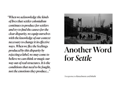 Another Word for Settle Zine Cover