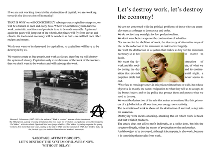 Cover: Let’s Destroy Work, Let’s Destroy the Economy!