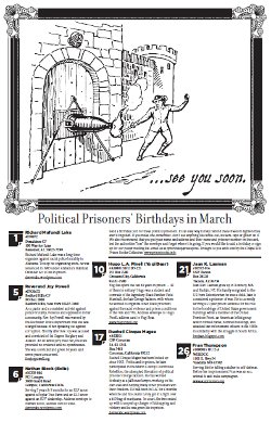 March Political Prisoner Birthdays Poster