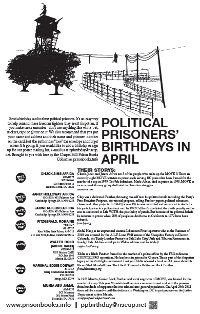 April Political Prisoner Birthday Calendar