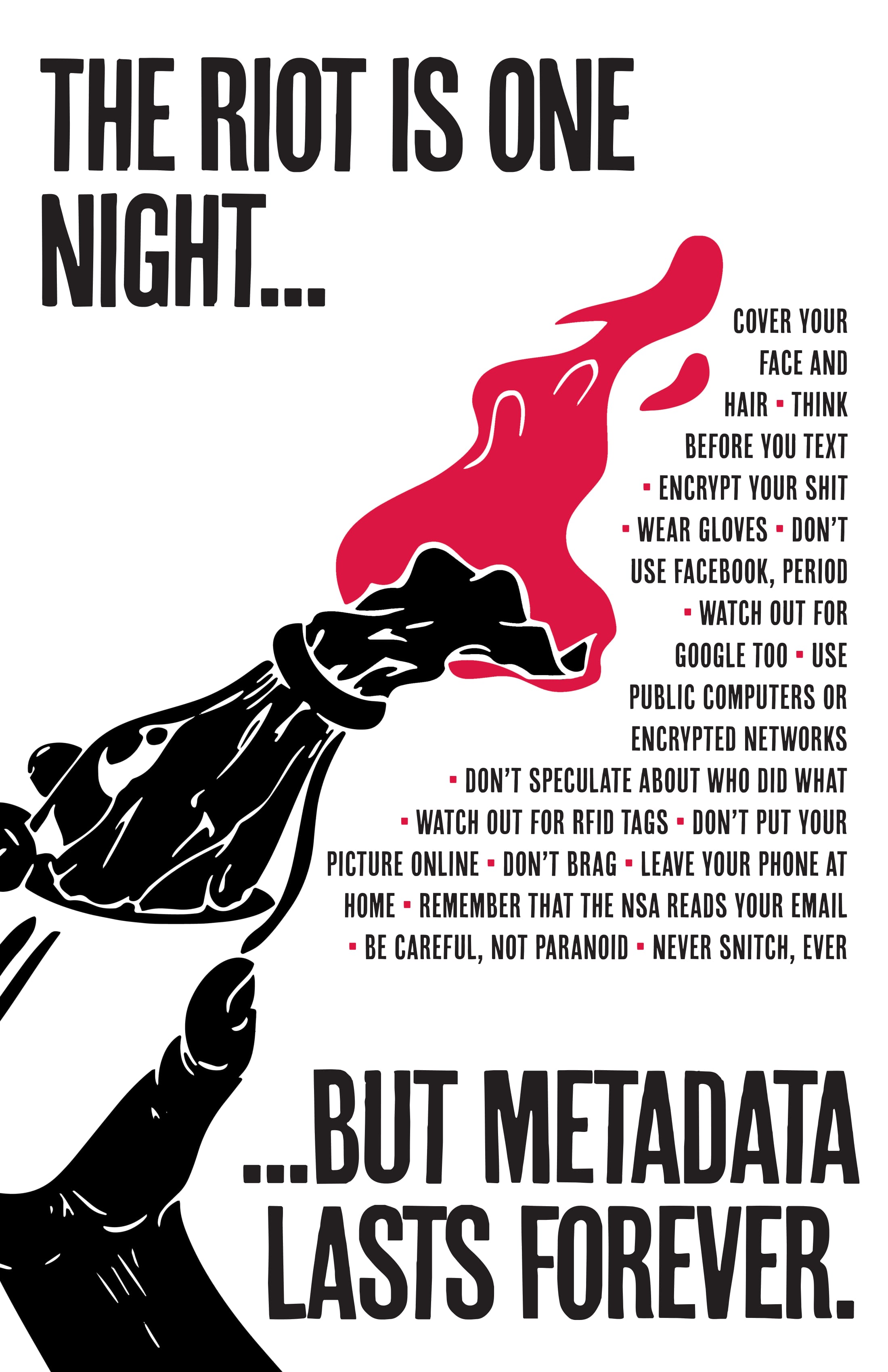 poster: the riot is one night... but the metadata lasts forever